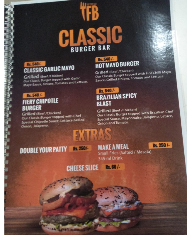 The Food Bar menu
