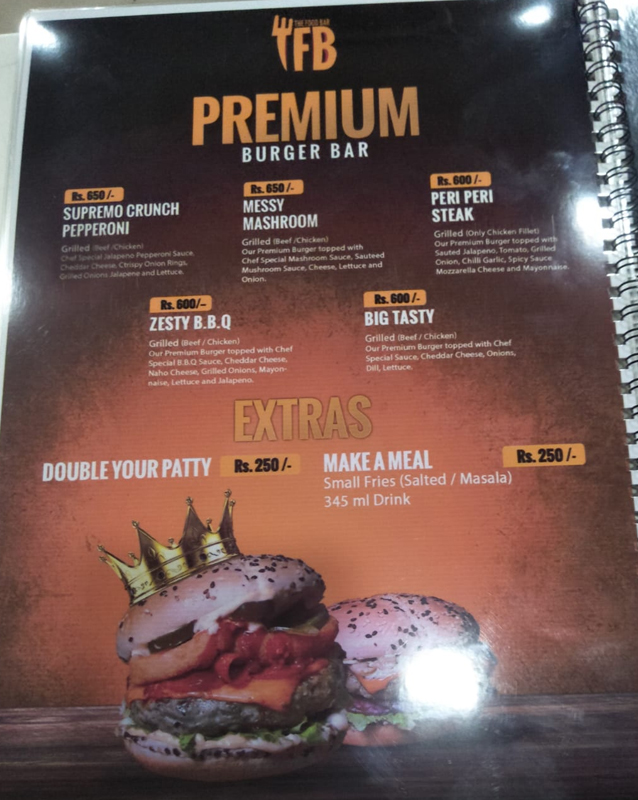 The Food Bar menu