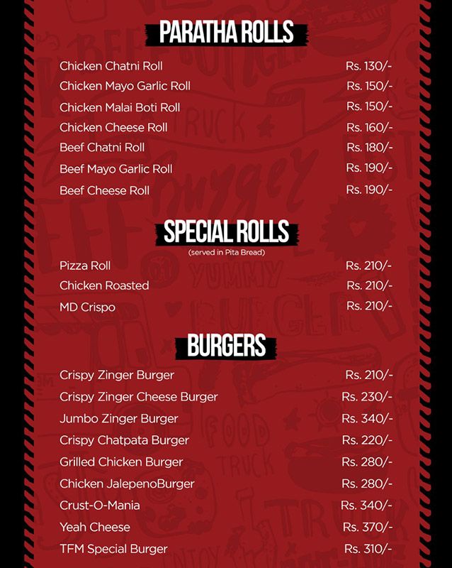 The Food Mart menu