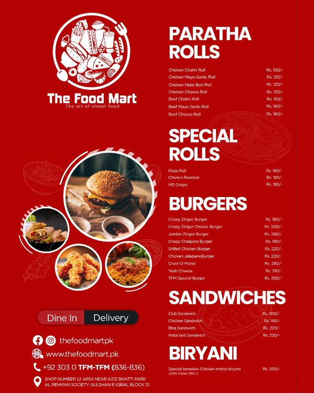 The Food Mart menu