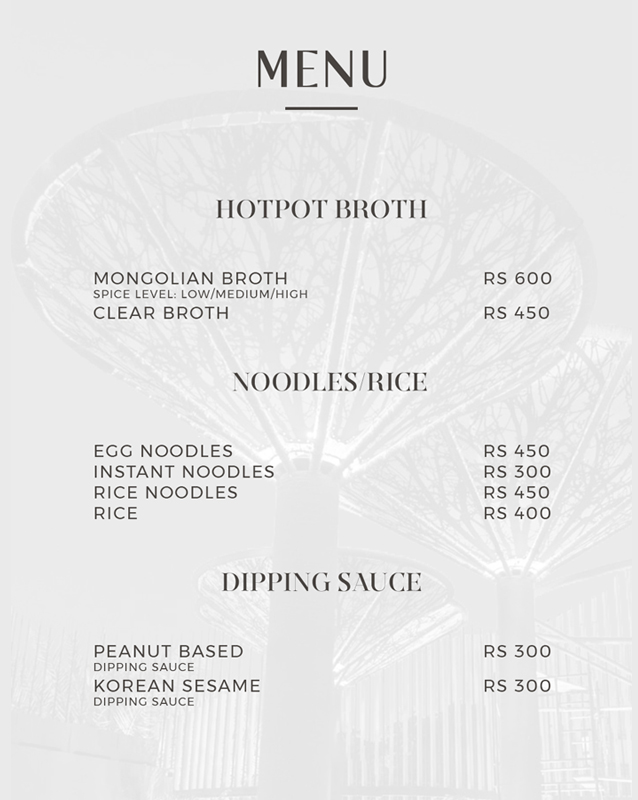 The Hotpot Ministry menu