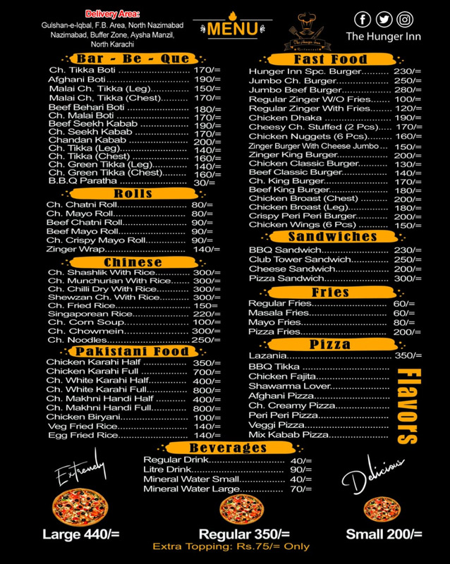 The Hunger Inn menu