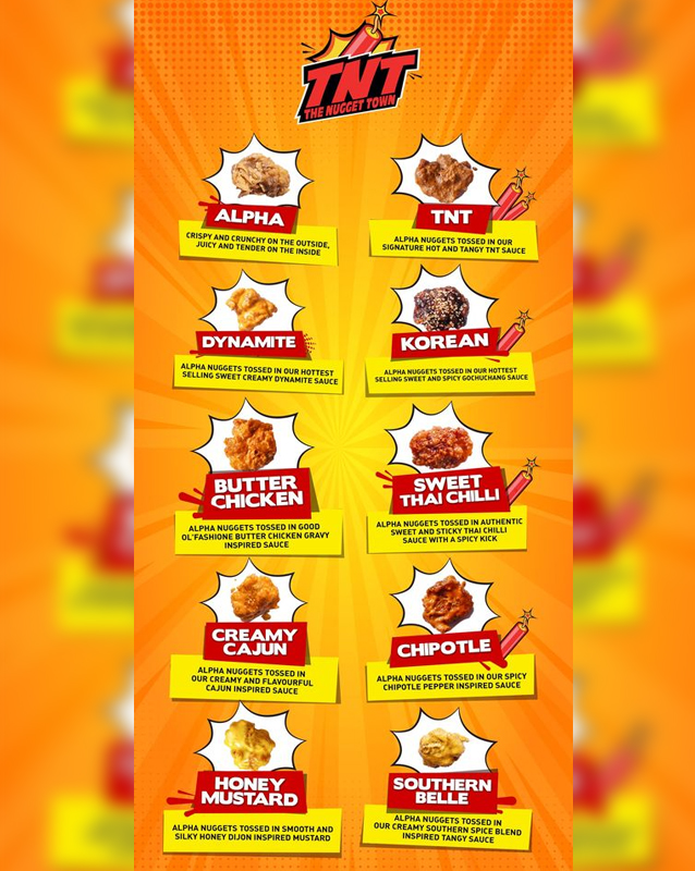 The Nugget Town menu