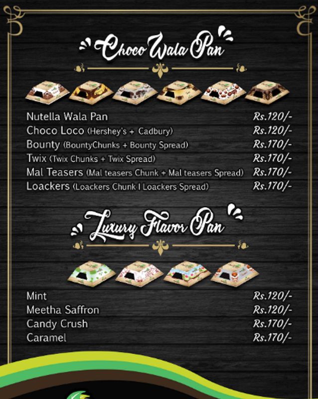The Panwala menu