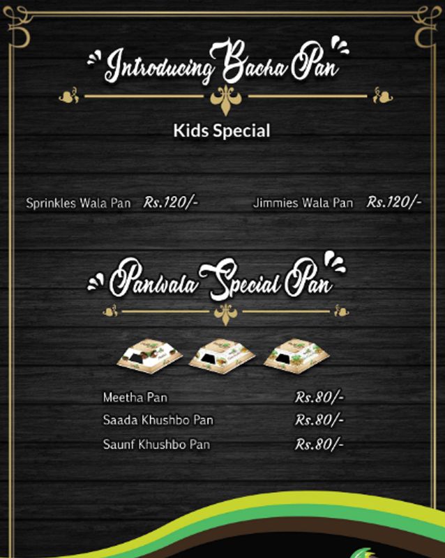 The Panwala menu