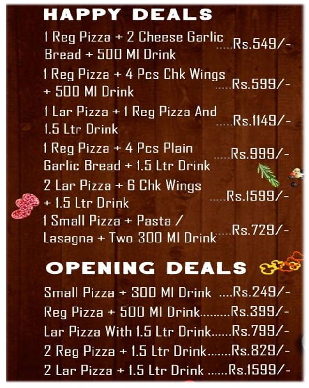 The Pizza Lab menu