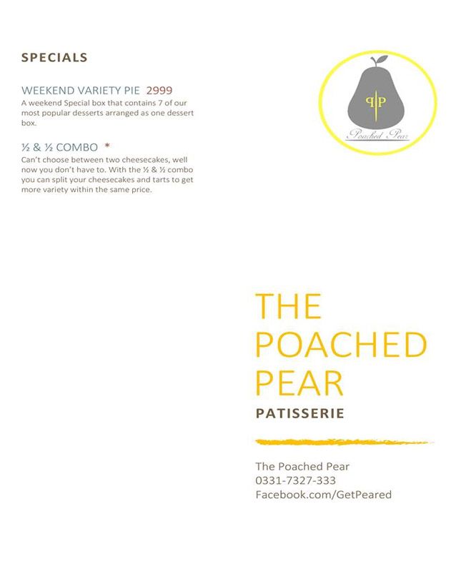 The Poached Pear menu