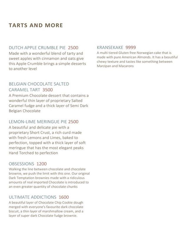 The Poached Pear menu