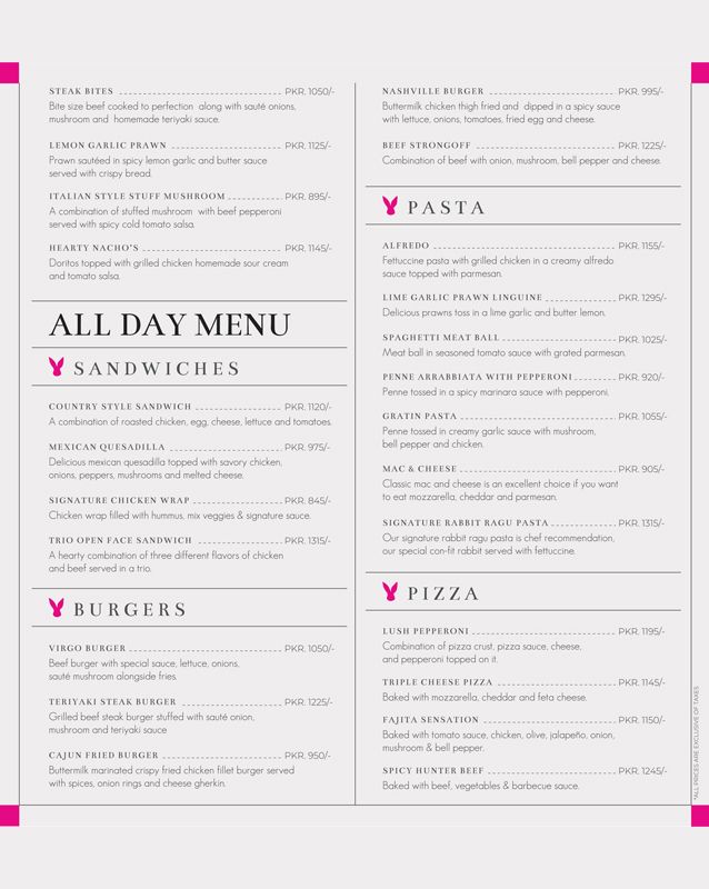 The Rabbit Hole menu
