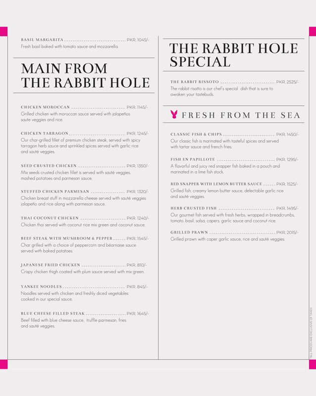 The Rabbit Hole menu