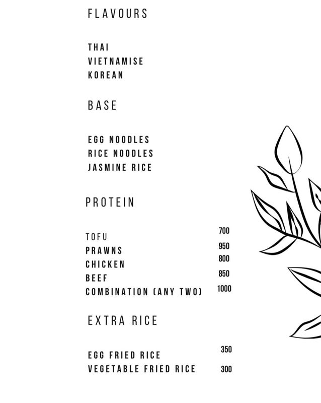 The Samui menu