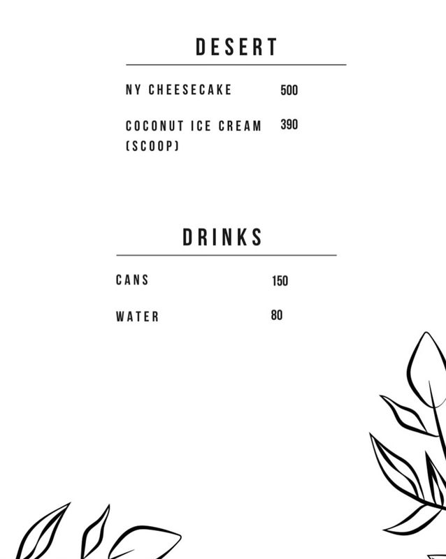 The Samui menu