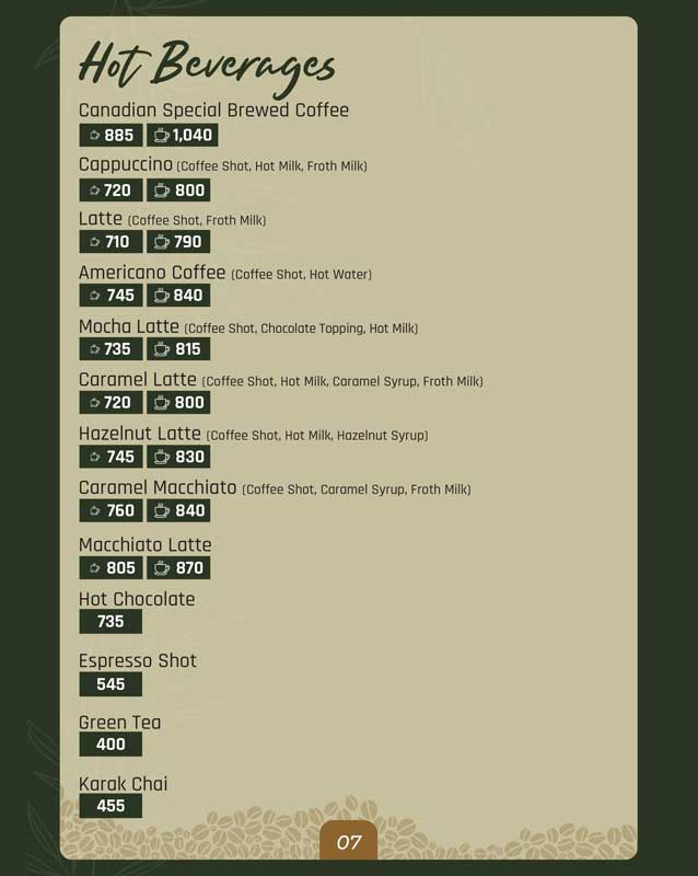 The Senator Cafe menu