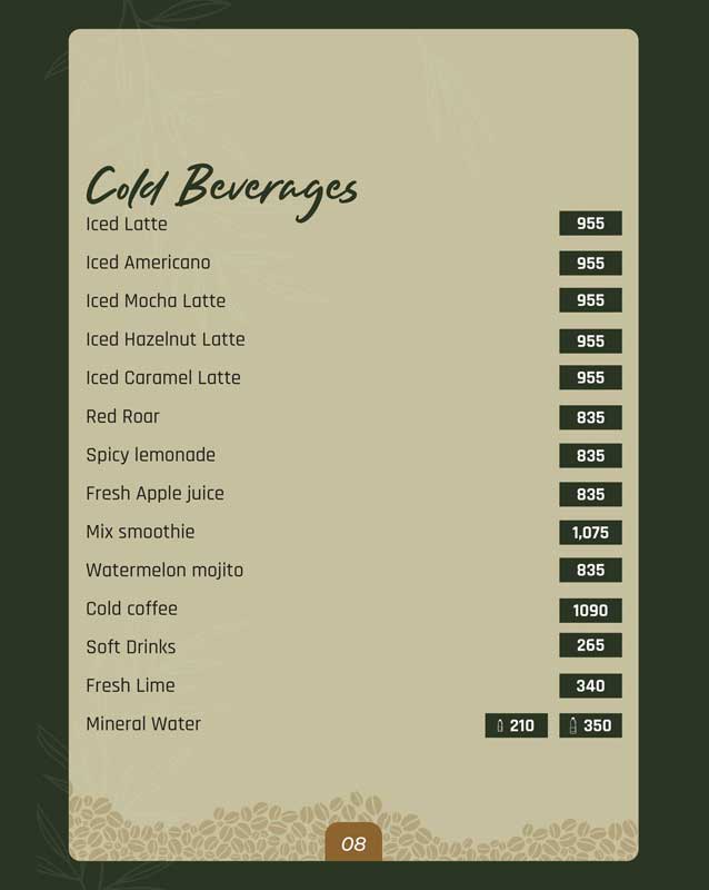 The Senator Cafe menu