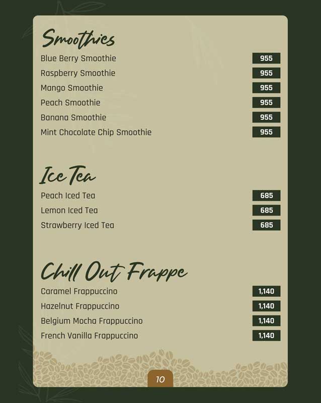 The Senator Cafe menu