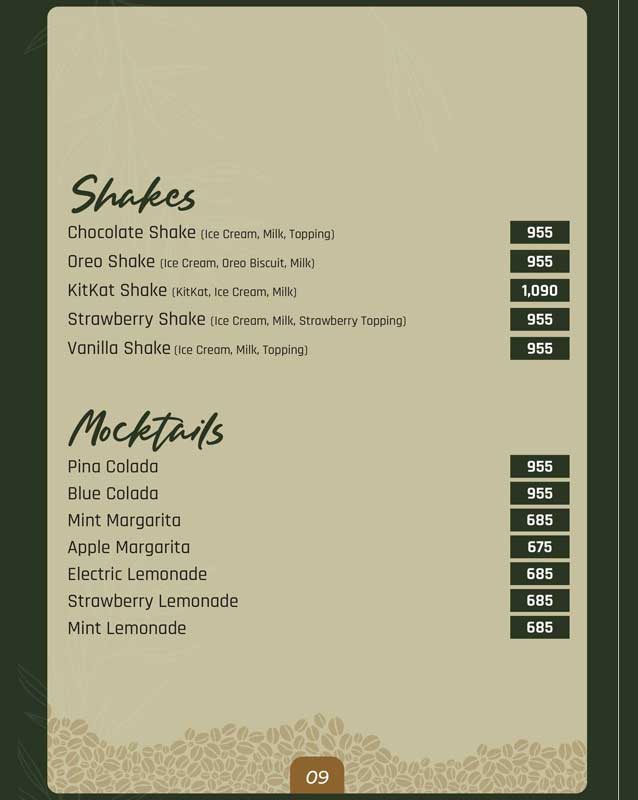 The Senator Cafe menu