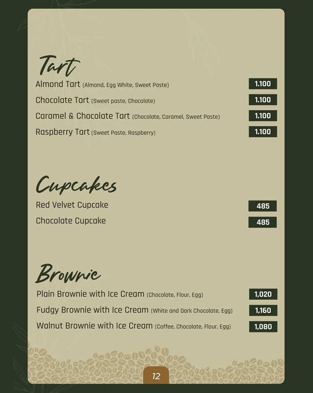The Senator Cafe menu