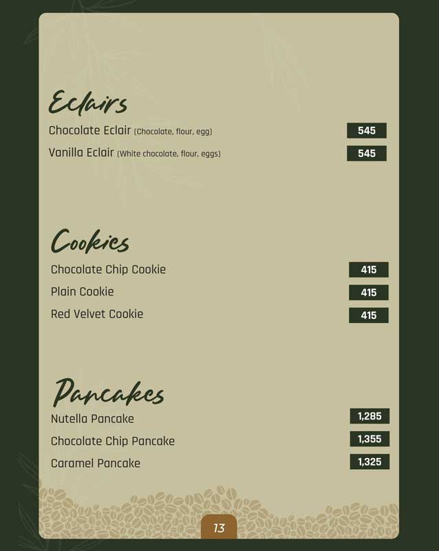 The Senator Cafe menu