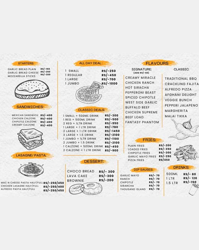 The Street Pizza menu