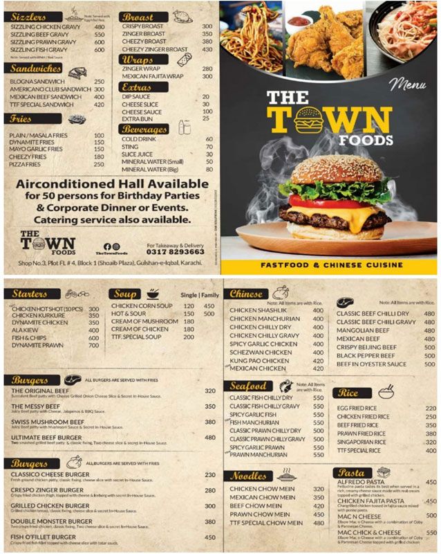 The Town Foods menu