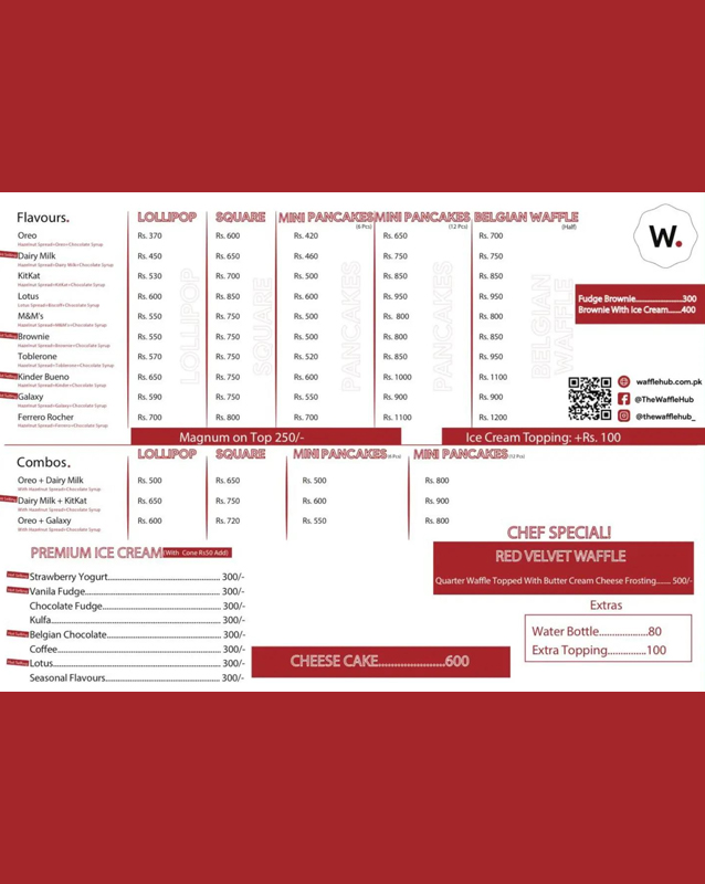 The Waffle Hub menu