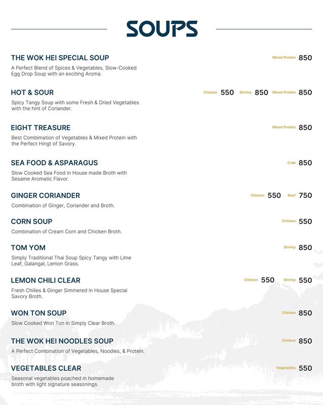 The Wok Hei menu