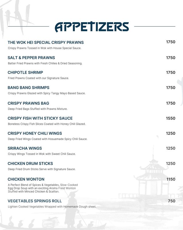 The Wok Hei menu
