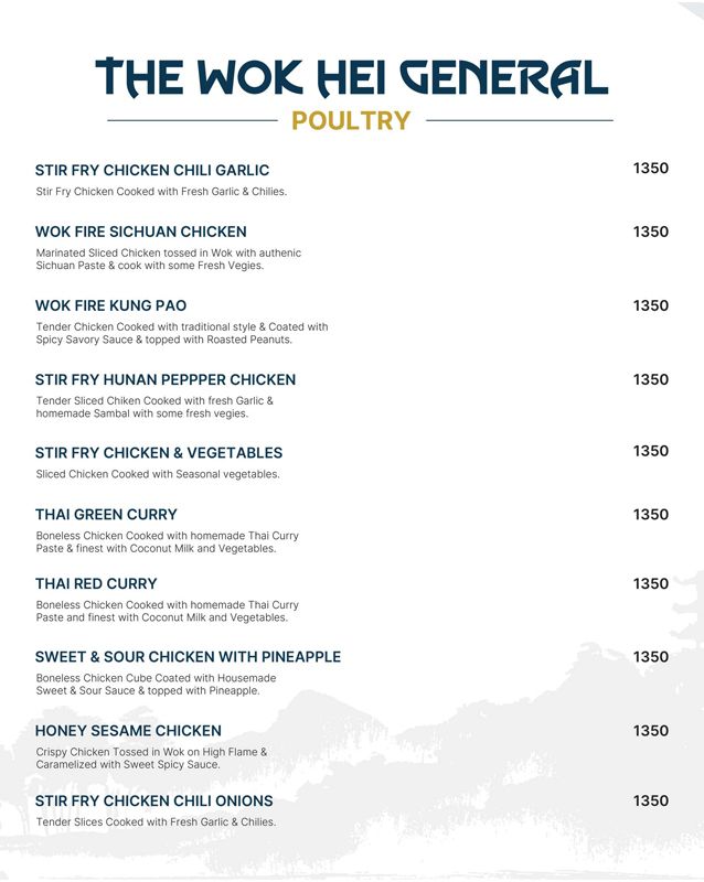 The Wok Hei menu