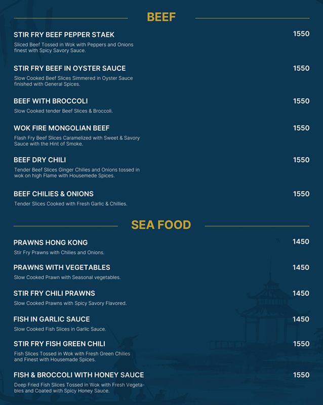 The Wok Hei menu