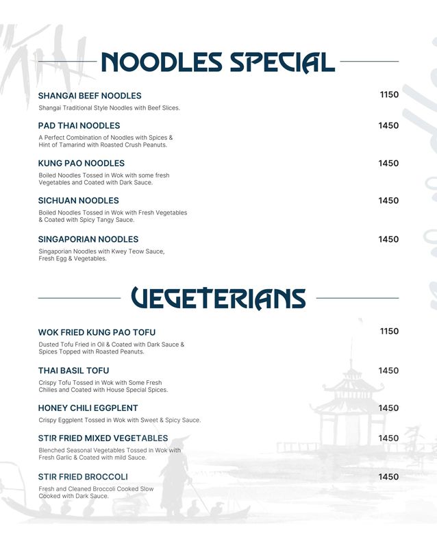 The Wok Hei menu