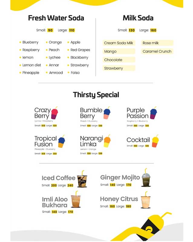 Thirsty ‘The Soda Shop’ menu