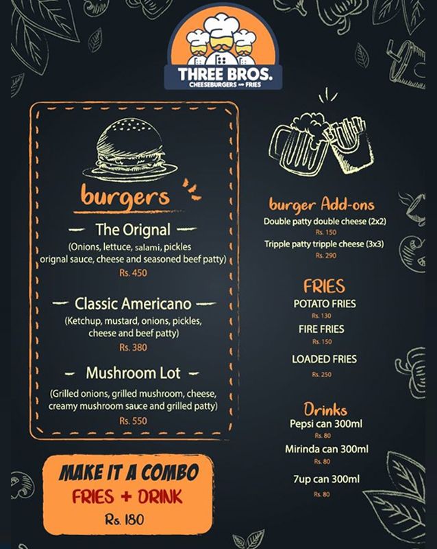 Three Bros menu