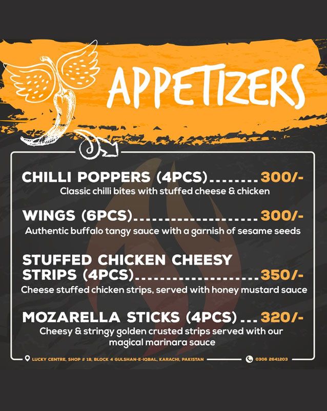 Thrill Grill menu
