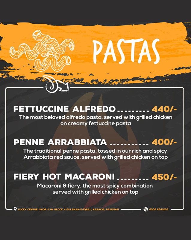 Thrill Grill menu