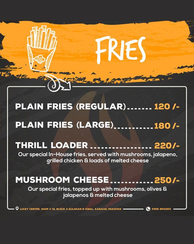 Thrill Grill menu