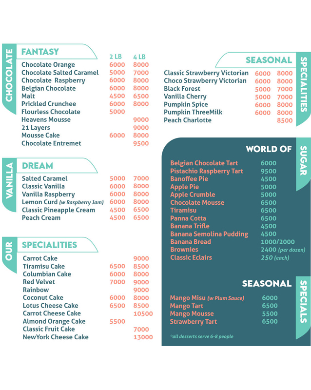 Thyme Restaurant menu