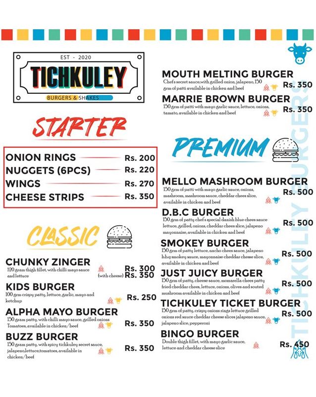 Tichkuley menu