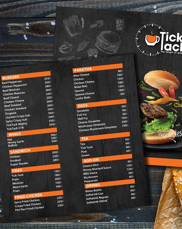 TickTack Cafe menu