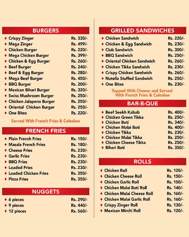 Tiffinwalay.pk menu
