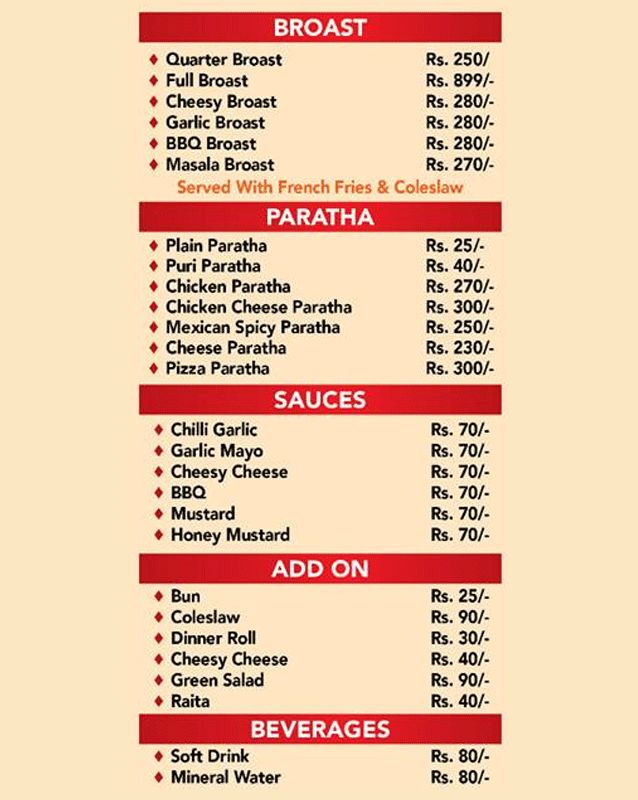 Tiffinwalay.pk menu