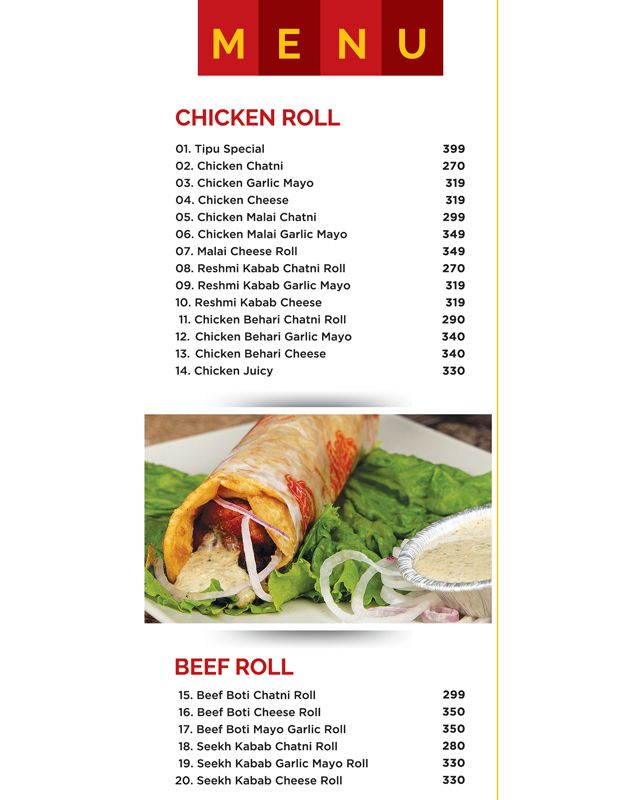 Tipu Burger & Broast menu