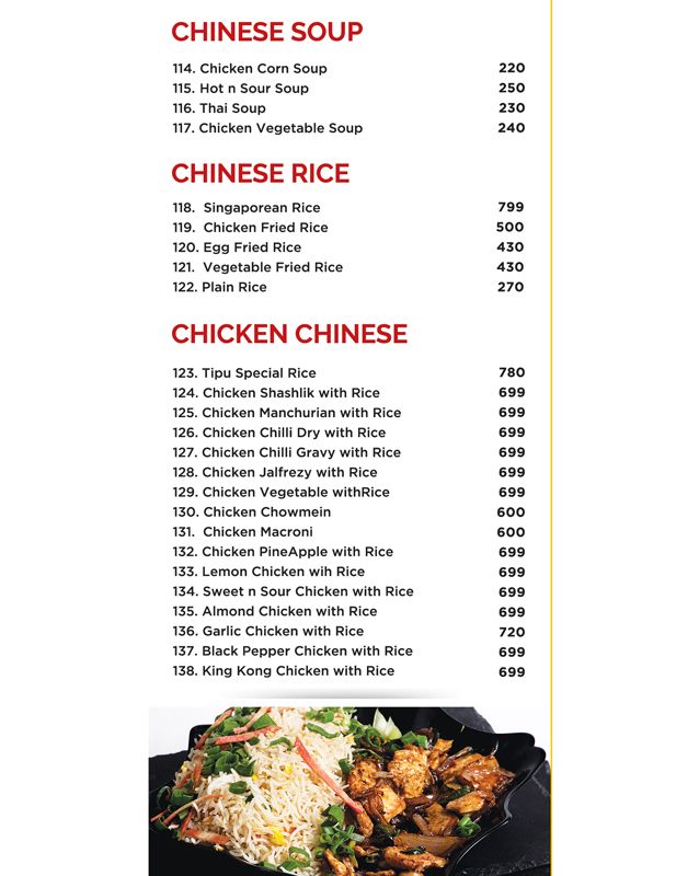 Tipu Burger & Broast menu
