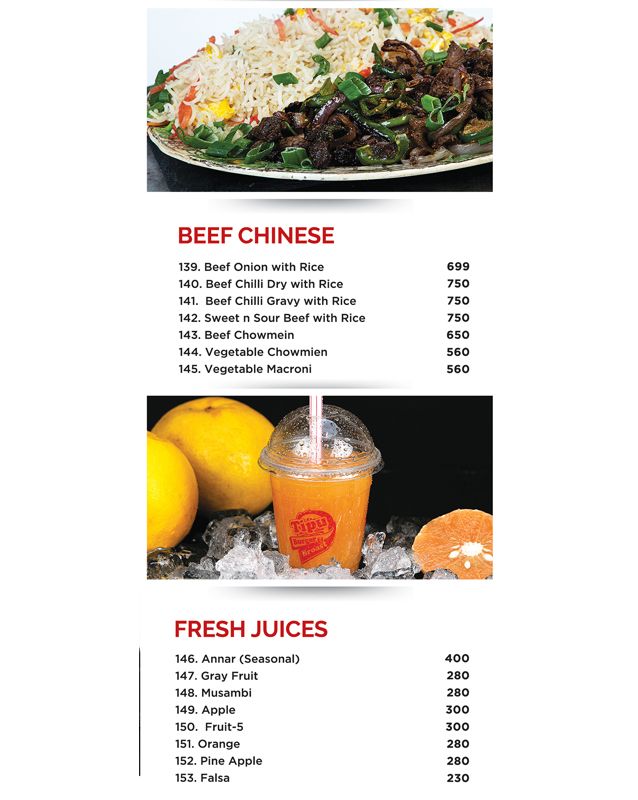 Tipu Burger & Broast menu