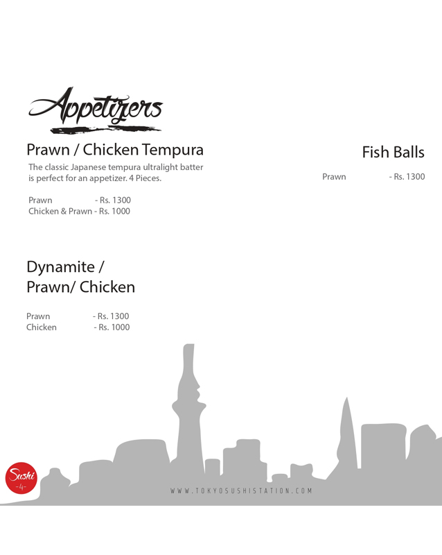 Tokyo Sushi Station menu