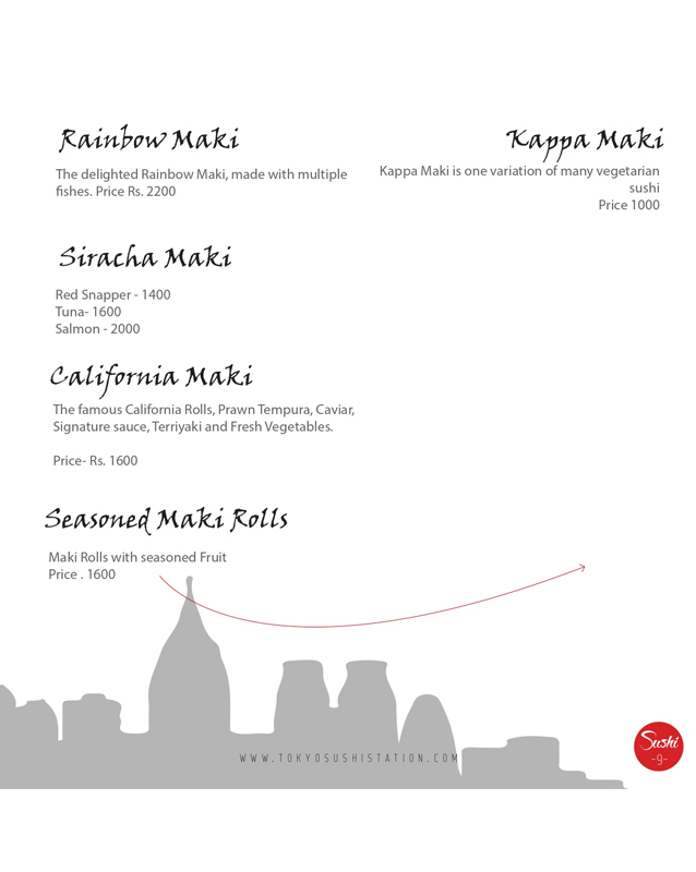Tokyo Sushi Station menu