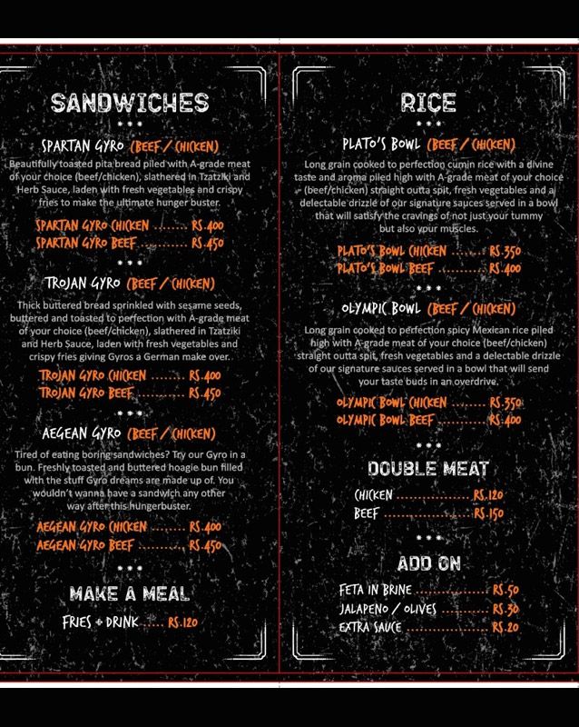 Tornto Cyros menu