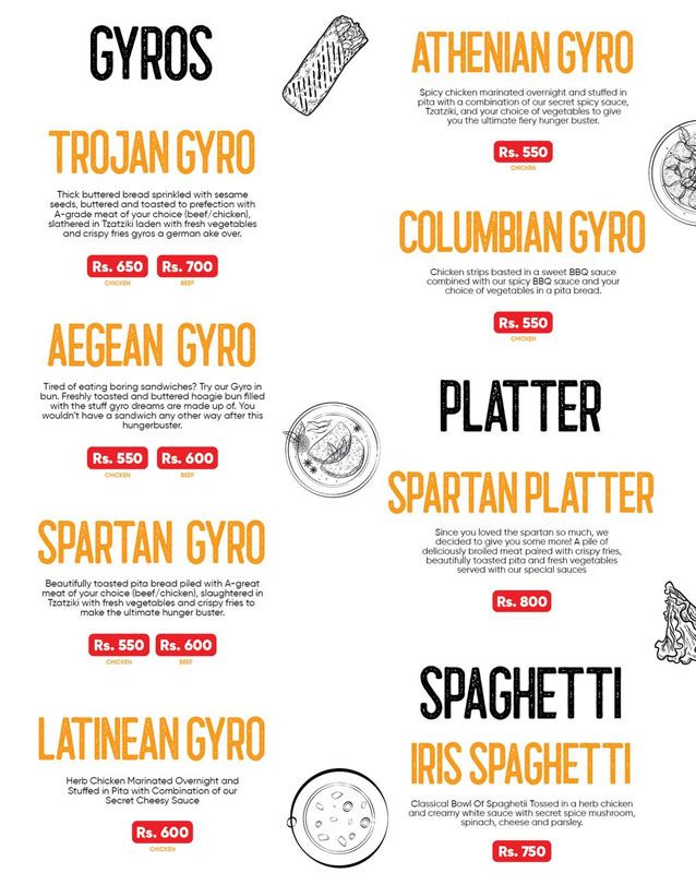 Toronto Gyros menu