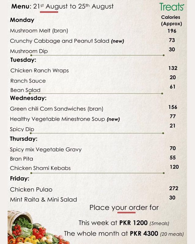 Treats -  Health in a box menu