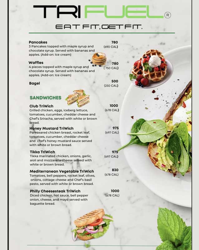TriFuel Cafe menu