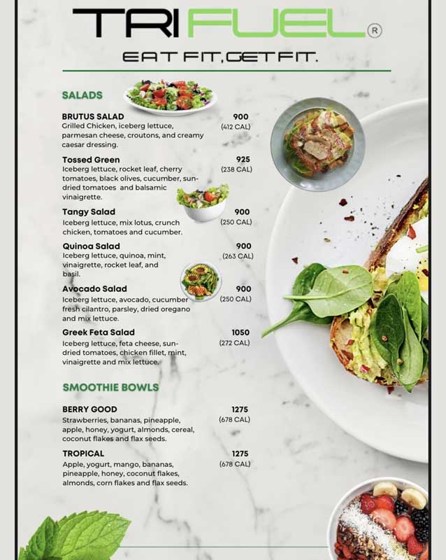 TriFuel Cafe menu